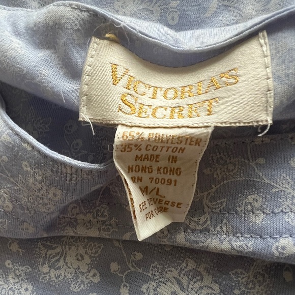 Victoria’s Secret Vintage Retro Night Shirt - Light Blue Floral Print Size M/L - Picture 4 of 4